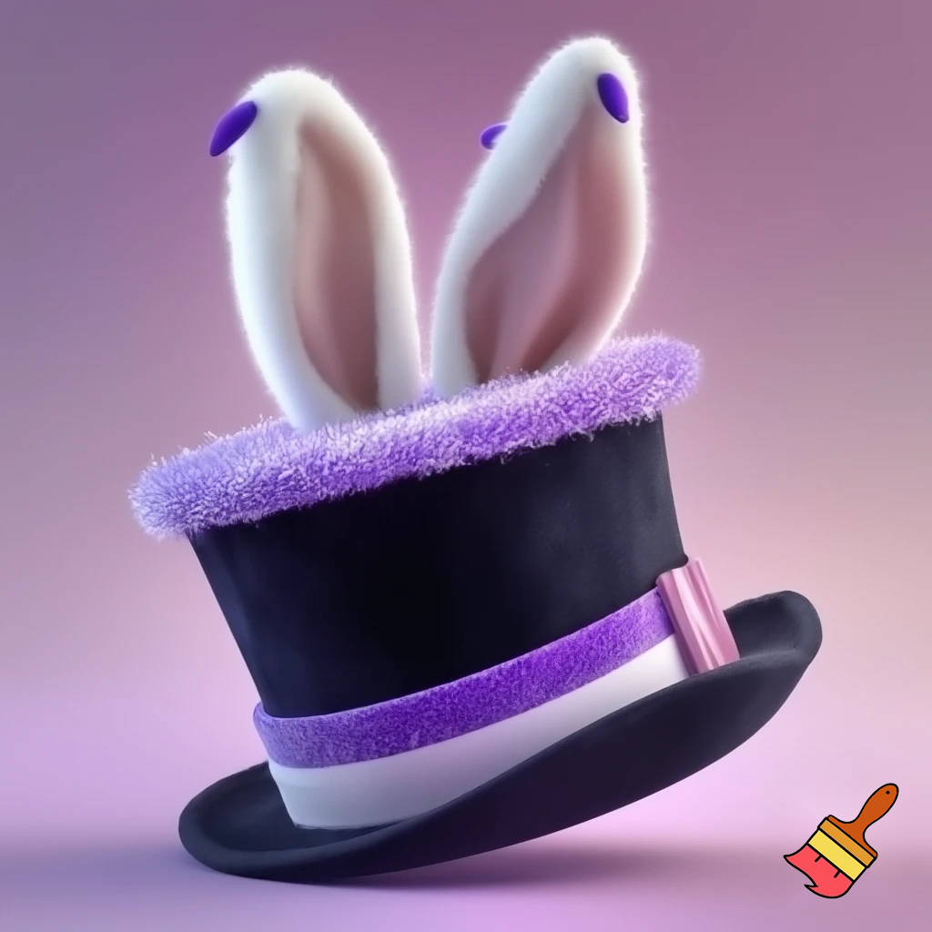 Black top hat with bunny ears velvet white and purple purple and white headband fabric and velvet glitter, purple and pink special present true special and delicate velvet white purple Easter bunny is bunny top hat velvet?