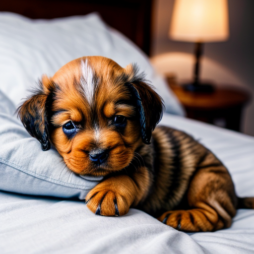 kleiner welpe der beim schlafen einen hansdand macht 
