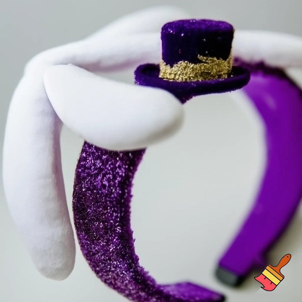 Easter bunny headband, top hat, purple and white with glitter gold purple glitter velvet and delicate top hat headband