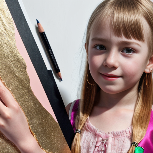 Kid with long gold hair and pink dress