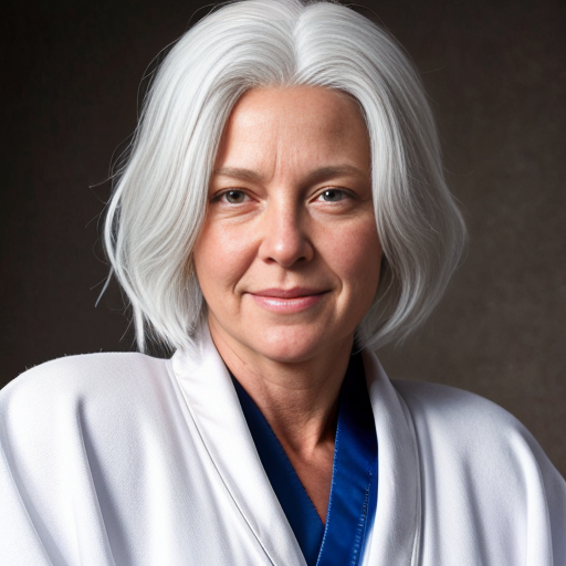 beautiful white-haired angel in white robes