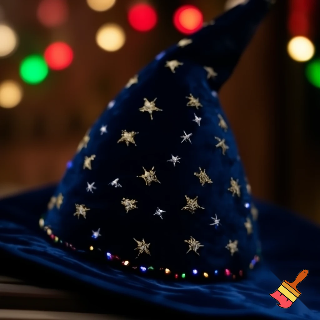 Christmas wizard hat stars and means read a Christmas hat