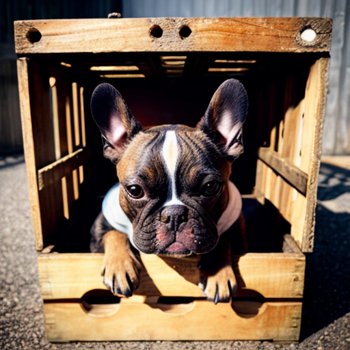 crate a image of a frenchie with a man with cerly here 