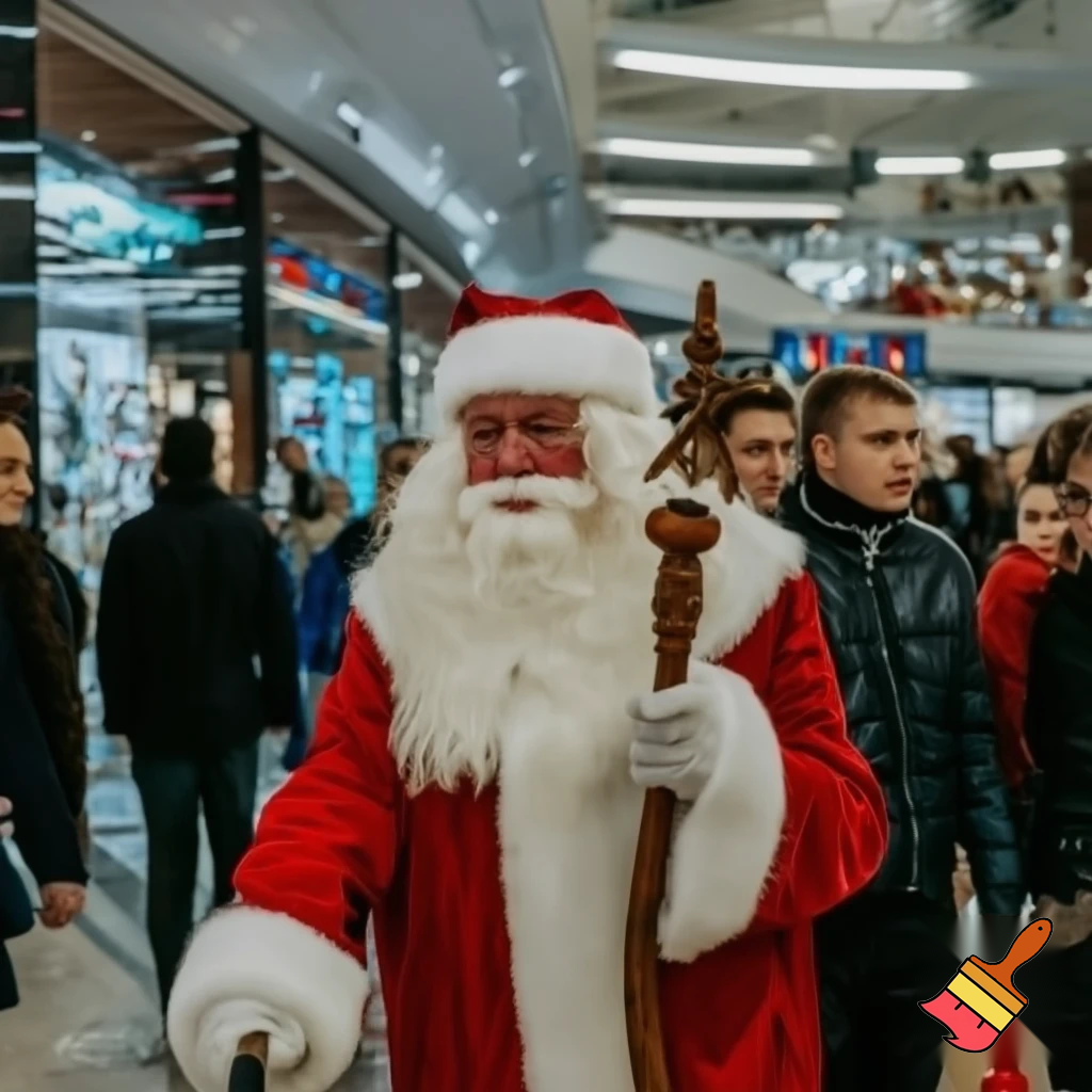  Santa Claus, Russia walking stick with a star shopping centre