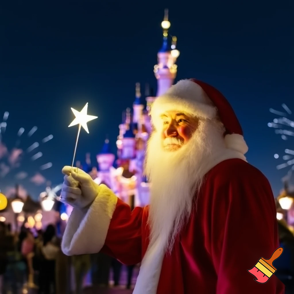 Santa Claus in Disneyland Paris Magic star wand a star