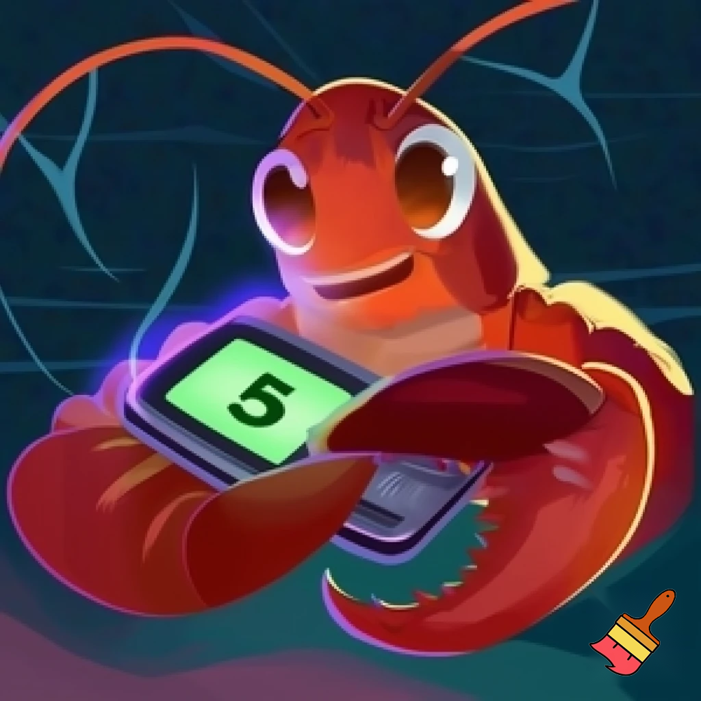 Warpedcrayfish youtube pfp with it holding a EMF Paranormal reader reading 5