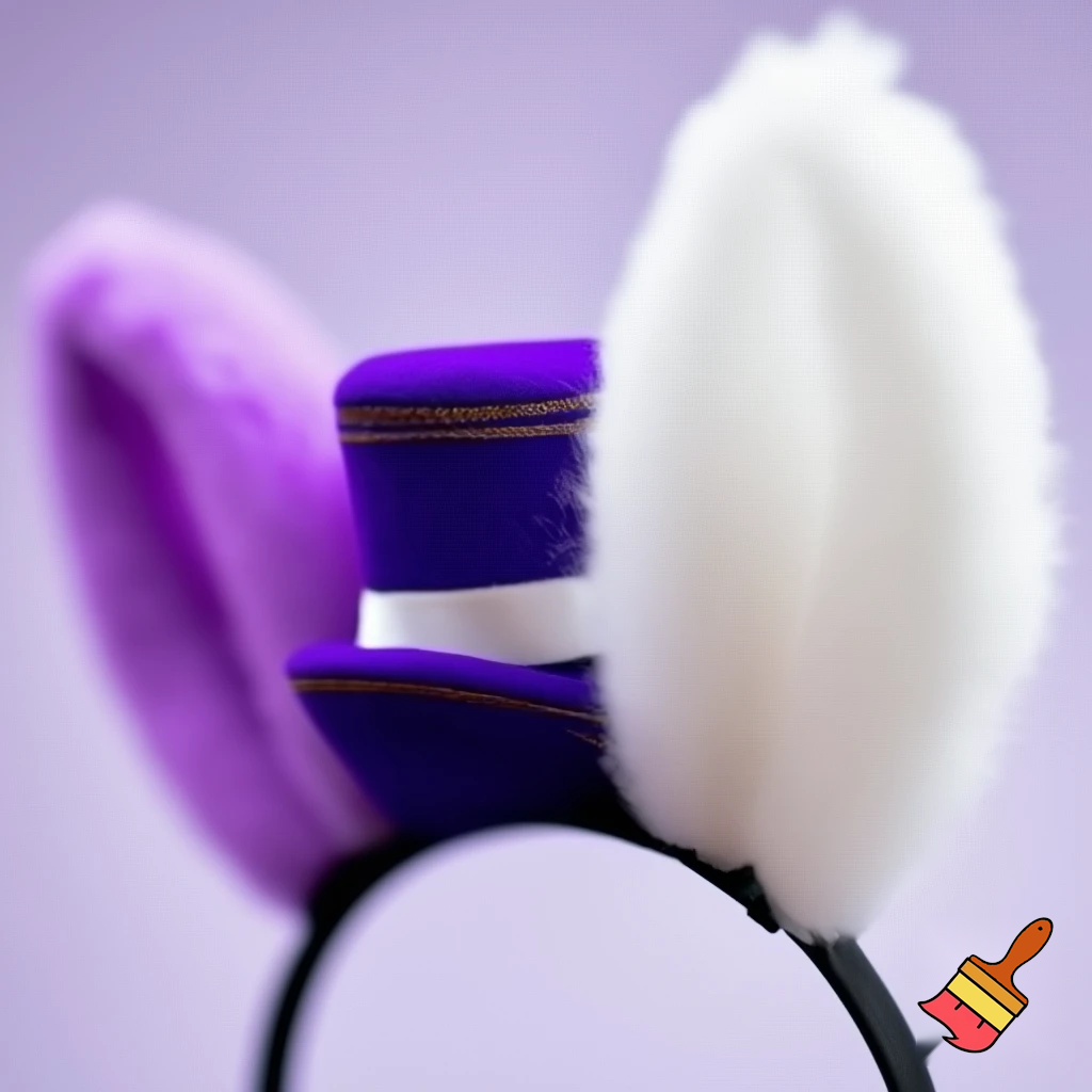 Easter bunny top hat headband, purple, purple and white Easter bunny ears top hat purple or white gold