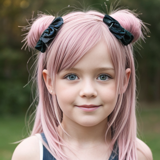 little girl real live pink hair with star clipes