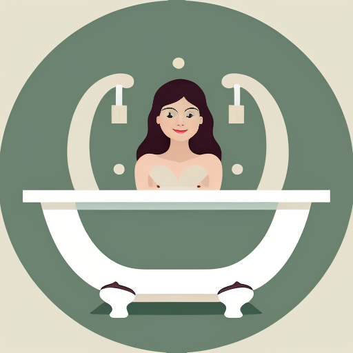 logo of a woman in a bathtub evoking nature in green and red colors