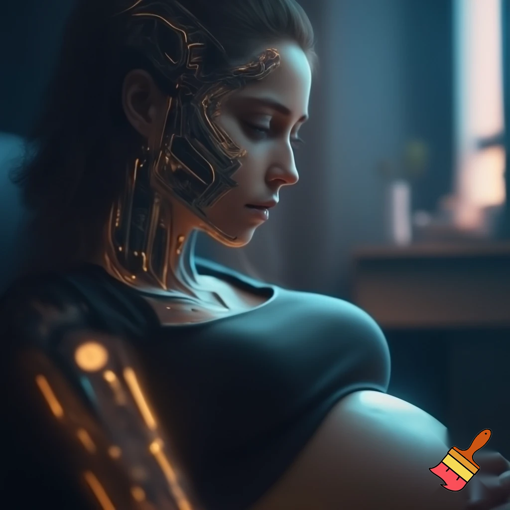 Mother getting cybernetic enhancements during pregnancy 