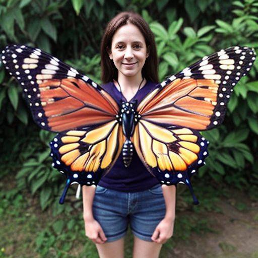 a Lifesize butterfly with human legs

