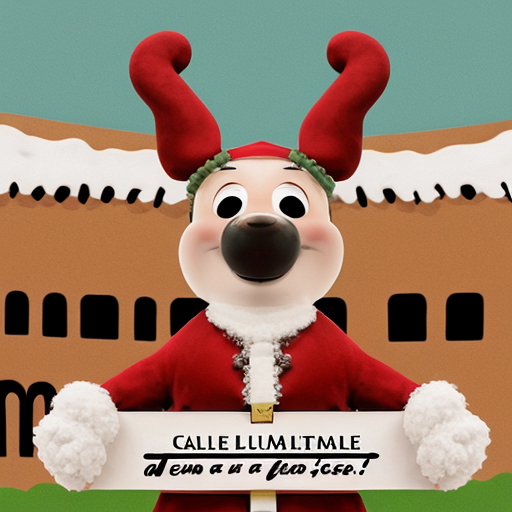 Crea questa immagine 🟡 Aspetto generale • Forma classica da sacchetto di biscotti con chiusura superiore piegata. • Colore predominante: beige/giallo chiaro con sfumature più calde, tipico dei prodotti da forno. 
• Sfondo  LEGGERMENTE SFOCATO: Un Albero di Natale delle luci accese di Natale.
Piano d’appoggio un tavolo di legno con accanto due biscotti a forma di babbo natale e alcuni sbriciolati.

 Testo e loghi • In alto: marchio “Mulino Rotto” in carattere e layout identici al logo Mulino Bianco (scritta blu, cornice bianca con elementi floreali stile mulino bianco).
 • Sotto il logo: dicitura “Ironia e Satira”, piccola e in stile elegante. 
• Titolo grande e centrale: “il BABBO DI MINCHIA’”, in caratteri blu.

• In basso centrale: "a Natale puoi…"

Con font come nelle confezioni reali Mulino bianco. Volutamente infantili e rassicuranti. 
• Il tono generale è amichevole e familiare.
🍪 Elementi grafici • Elemento centrale: 
Full-body front view of Santa Claus standing straight and facing the camera, smiling happily. Classic red Santa hat with large white pom-pom, long soft fluffy white beard. He wears a rich detailed red velvet Santa coat with thick luxurious white fur trim along the edges, cuffs, and hem. The coat has large shiny black buttons down the front, a wide black leather belt with a big golden buckle around the waist, visible stitching details, and slightly worn texture for realism. Under the open coat, black pants with red stripes on the sides and black boots. His arms are fully raised above his head, holding with both hands a large rectangular cardboard sign. The sign is light brown cardboard with visible light paper texture and slightly irregular edges.
On the sign, centered black bold uppercase text distributed on multiple lines exactly as follows:
SE NON CI VEDIAMO PIÙ, BUONE FESTE
The line "BUONE FESTE" has a thick horizontal red strike-through line crossing through the middle of the words, as if correcting an error.
Below it, centered on the sign, the word "MEGLIO" in bold red capital letters, noticeably larger and clearly legible.
Clean white background, festive and warm atmosphere, highly detailed realistic rendering, professional studio lighting, 4k quality
Stile cartoon umoristico esagerato, colori vivaci, atmosfera caotica e comica alla Tex Avery, illuminazione calda da bar mattutino, ultra dettagliato, 8k"


Stile cartoon umoristico esagerato, colori vivaci, atmosfera caotica e comica alla Tex Avery, illuminazione calda da bar mattutino, ultra dettagliato, 8k"
•	La grafica è curatissima: font identici, disposizione degli elementi, stile fotografico dei biscotti sono praticamente indistinguibili dai packaging veri di Mulino Bianco. Questo aumenta l’effetto disturbante e comico.
