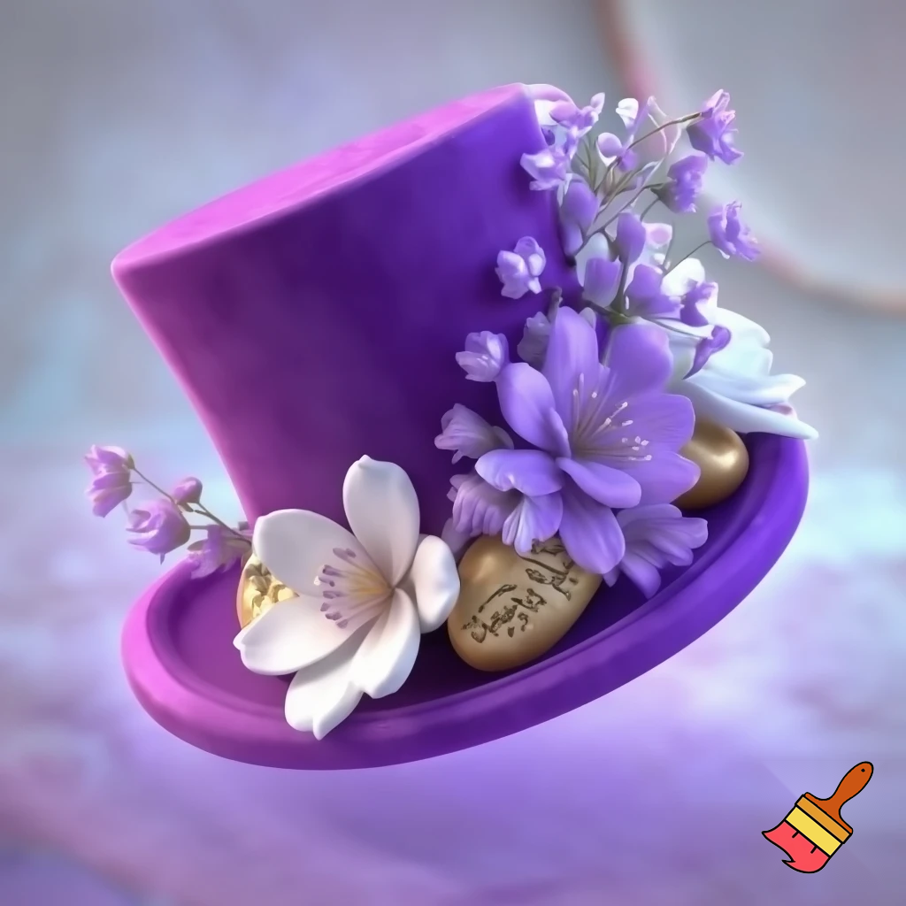 Easter hat headband, top hat headband, purple and white with gold