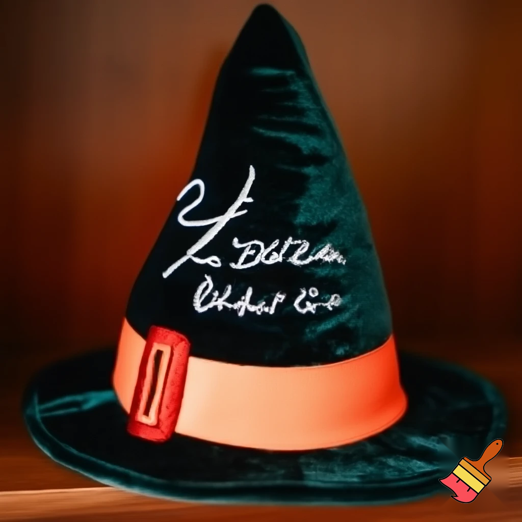 Christmas wizard hat written and velvet Bailey Tolly name on his message