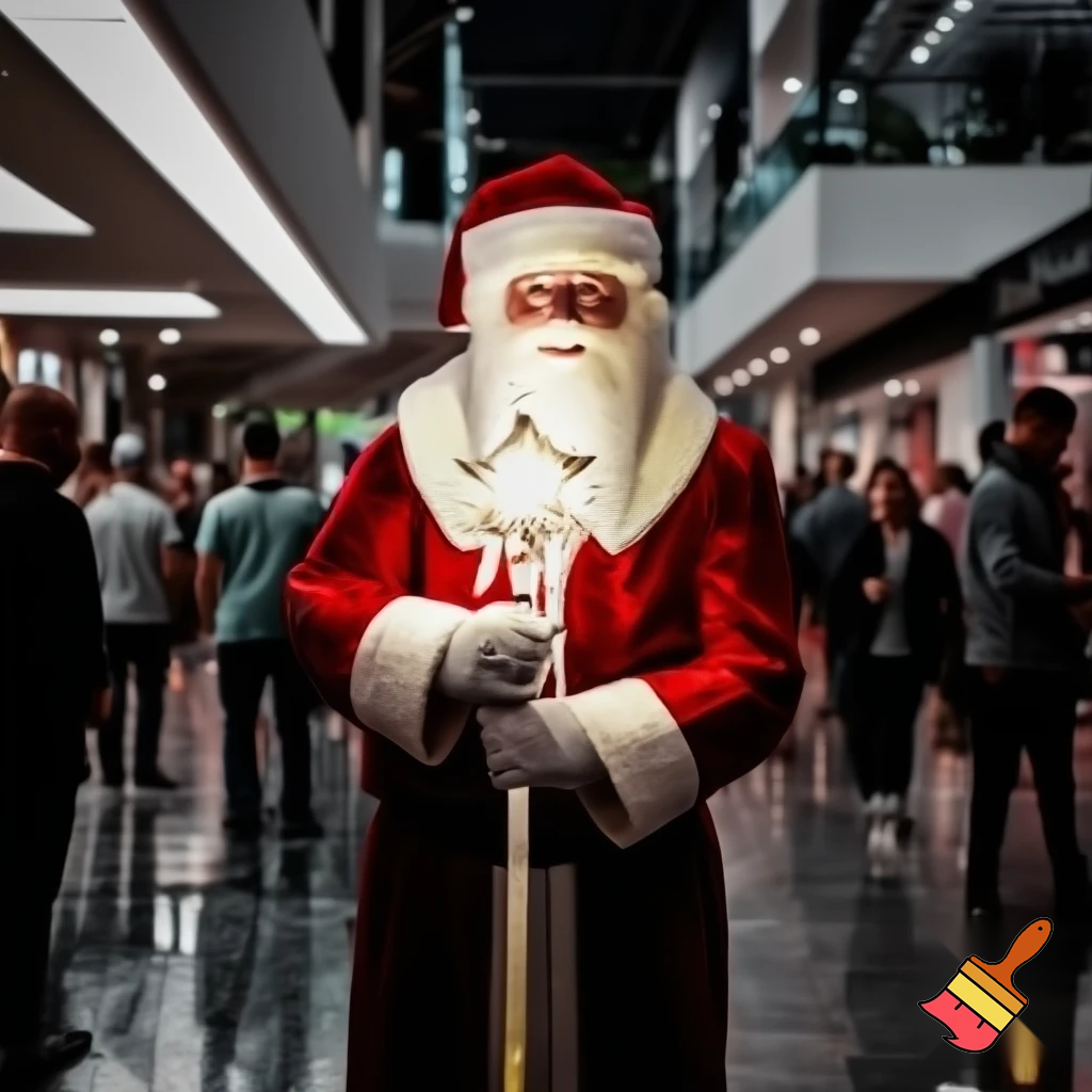 Santa Claus magic walking stick staff Russia shopping Centre Australia shopping immune in a star