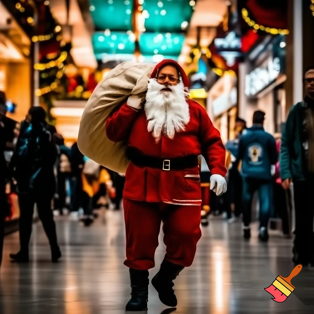 Santa Claus walking at the shopping centre