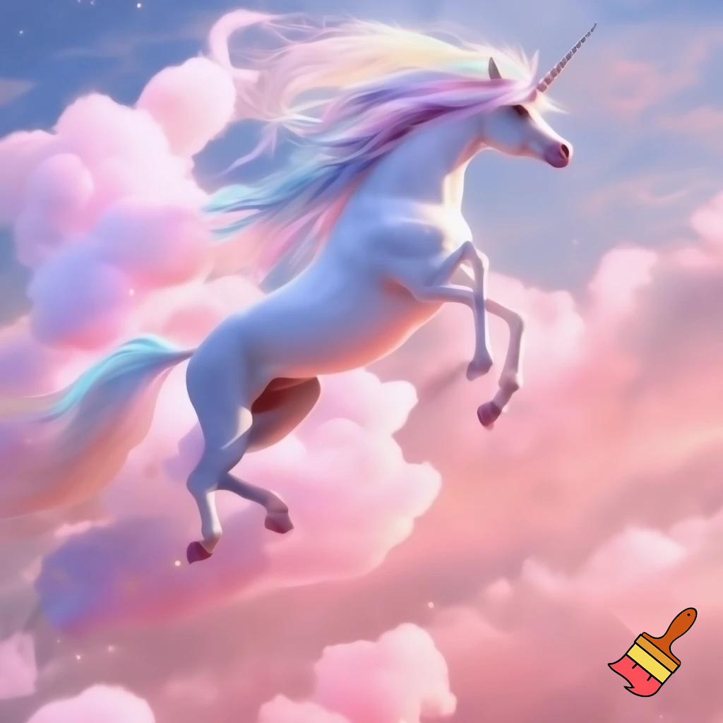 Let the unicorn fly over the rainbow; the weather is pink, and the clouds are made of cotton candy.
