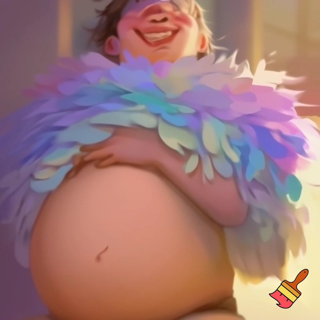 Someone's belly getting tickled by tons of feathers
