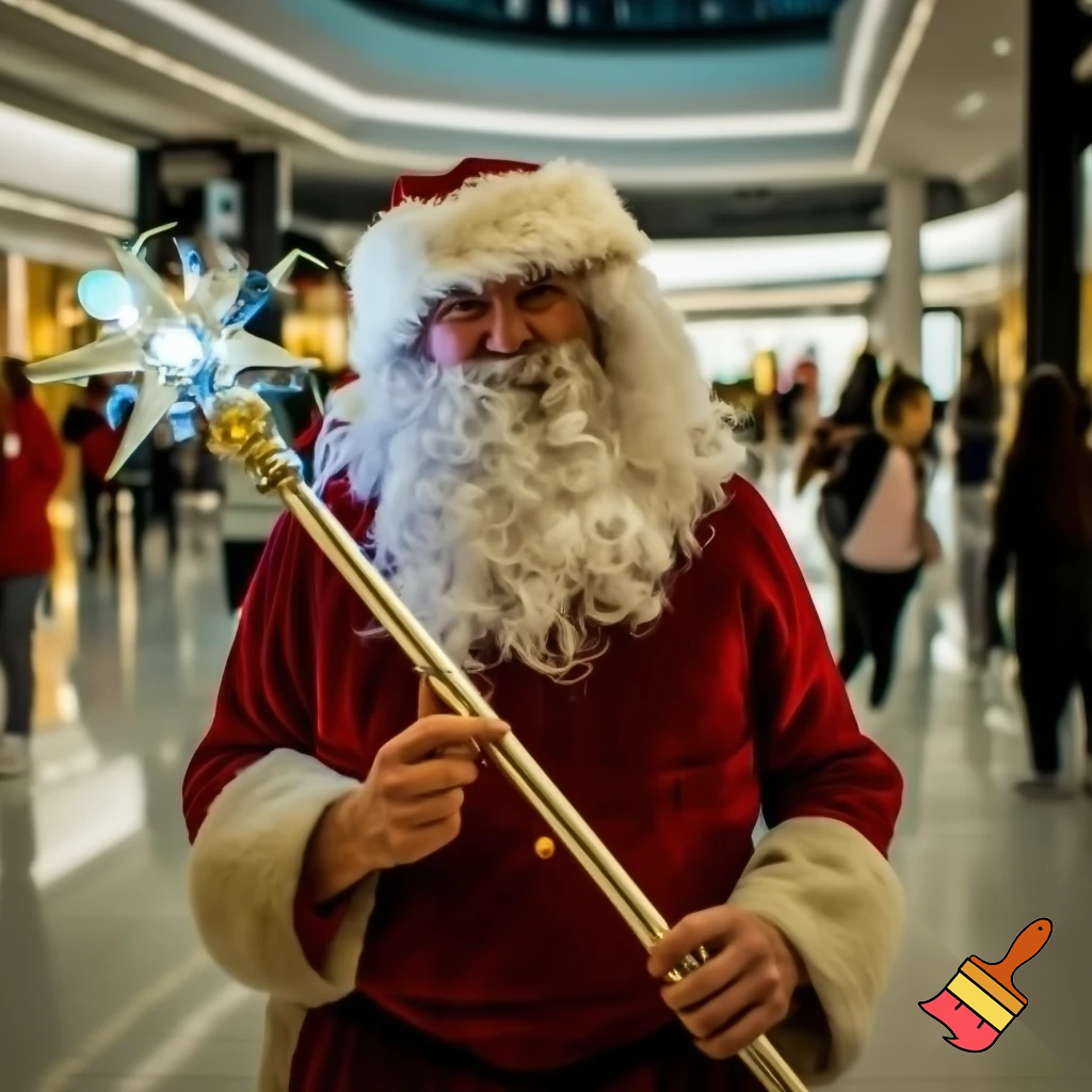 Santa Claus magic walking stick staff Russia shopping Centre Australia shopping immune in a star
