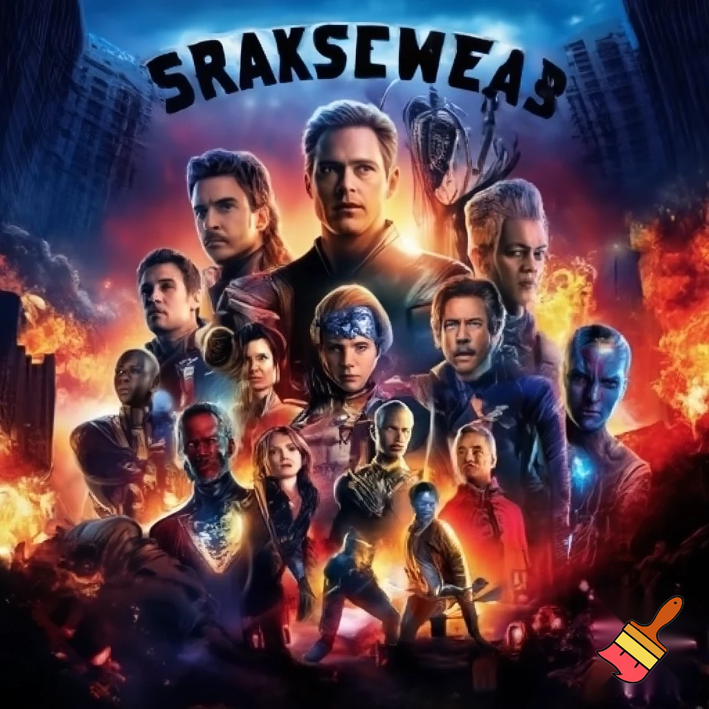Make a superheroes movie cover With the movie title EsmegMans