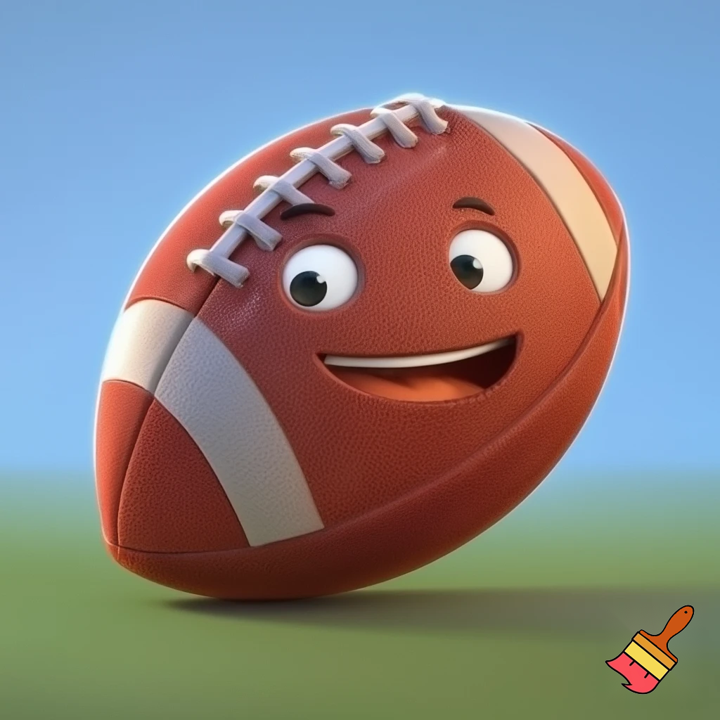 a cartoon American football with a cartoon face on it