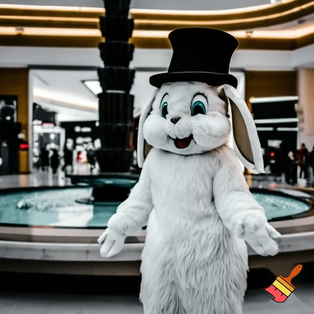  Easter bunny mascot costume top hat special land special in delicate shopping Centre Fountain Gate