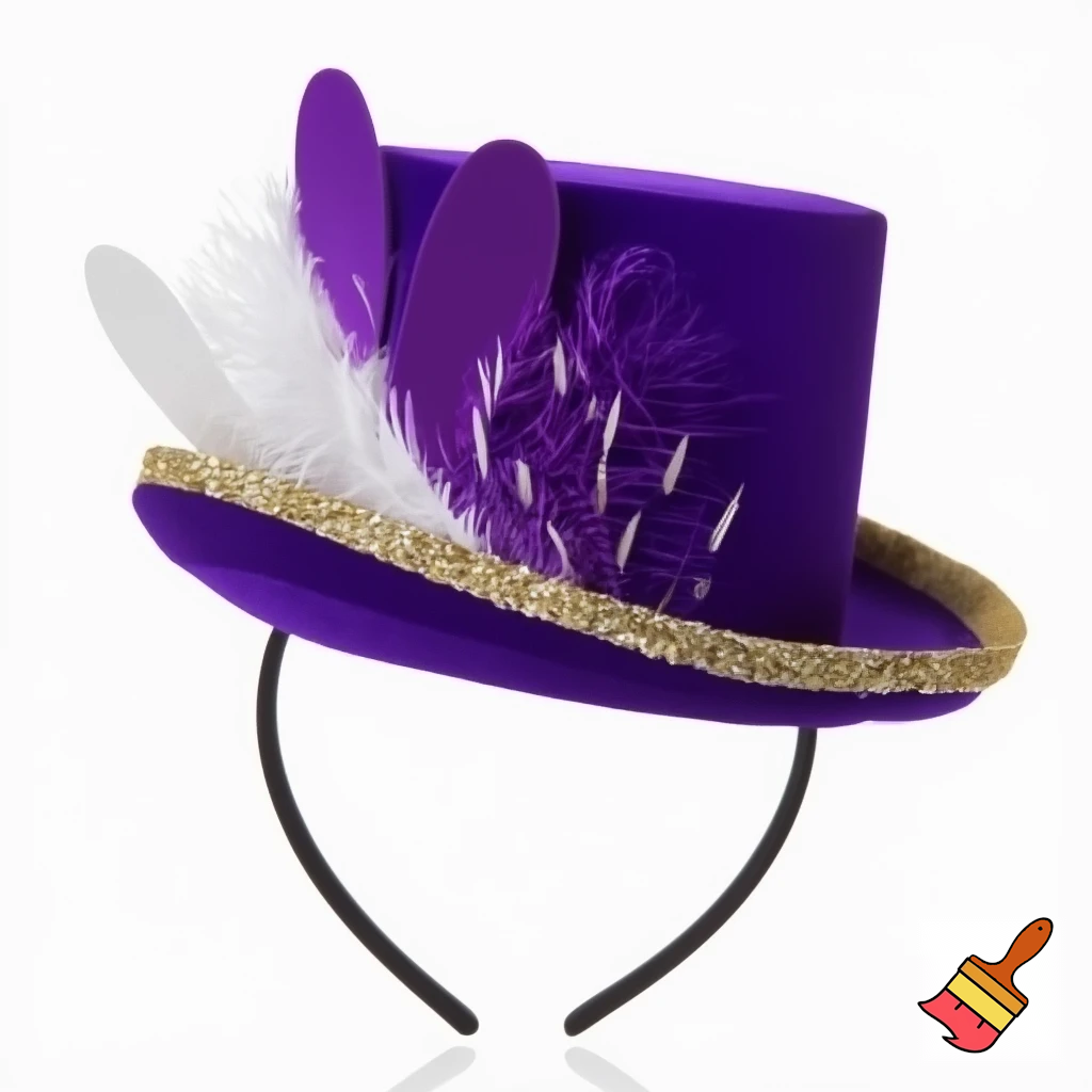 Easter bunny top hat headband, purple and white gold and silver top hat black purple dark purple special hat in delicate purple white, purple and fabric fabric and velvet white gold golden silver patterns Easter top hat