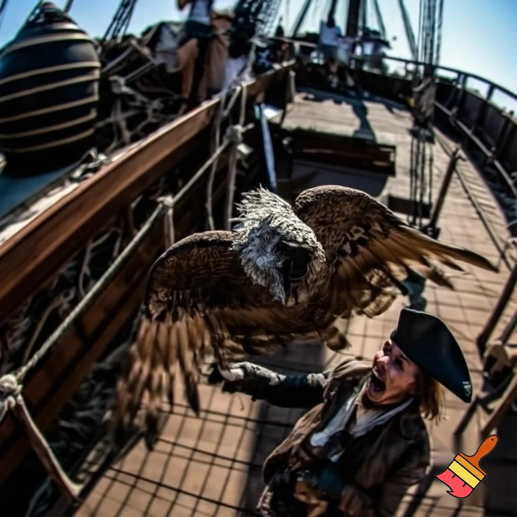 Hawk attacking a pirate 