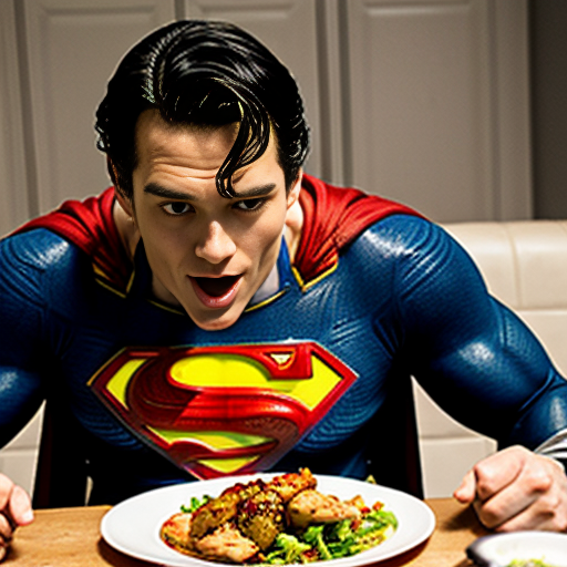 superman eating chicken