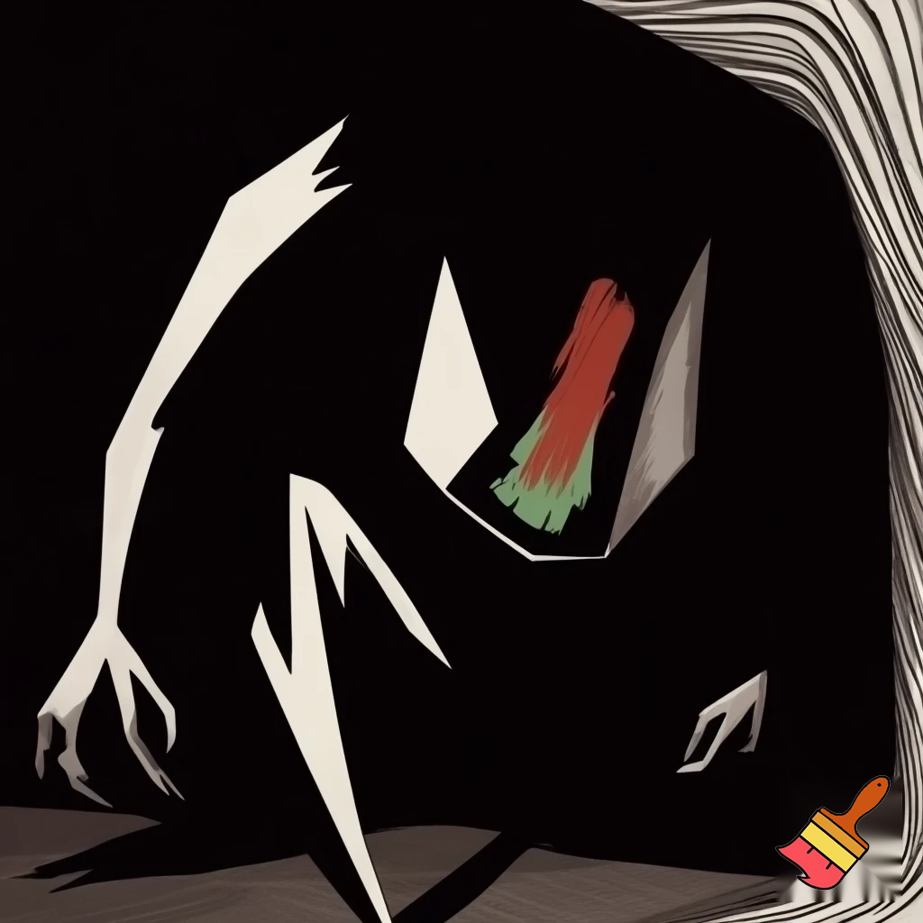 Minimalista, german expresionism, horror creature 