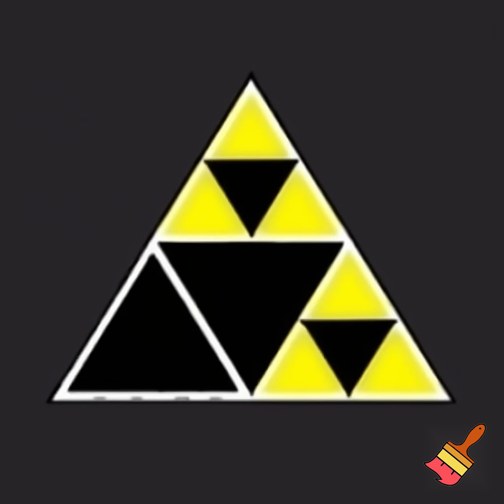 I would like the triforce from Zelda with a black backround  and the triangles being amarillo