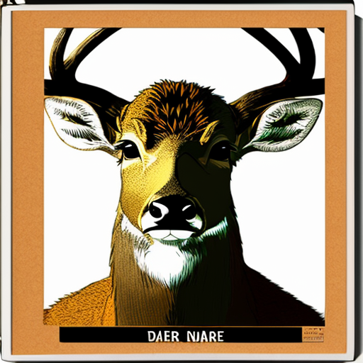 a mug shot deer criminal with a straight face with scars with a  number board looking cartoon