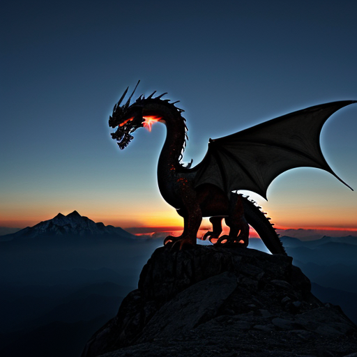 dragon at twilight background on highest mountain peak
