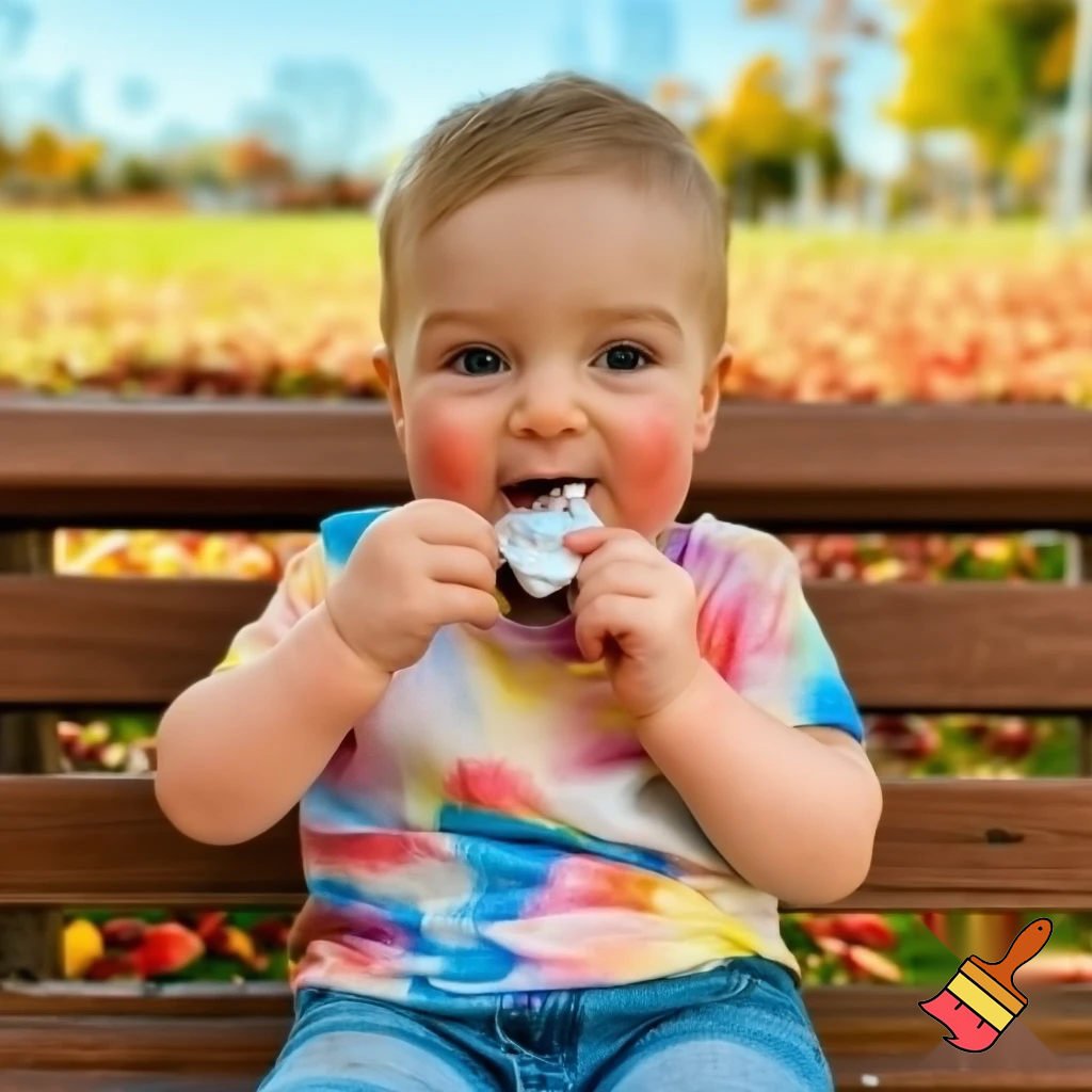 Muéstrame un niño en un parque comiendo chocotejas