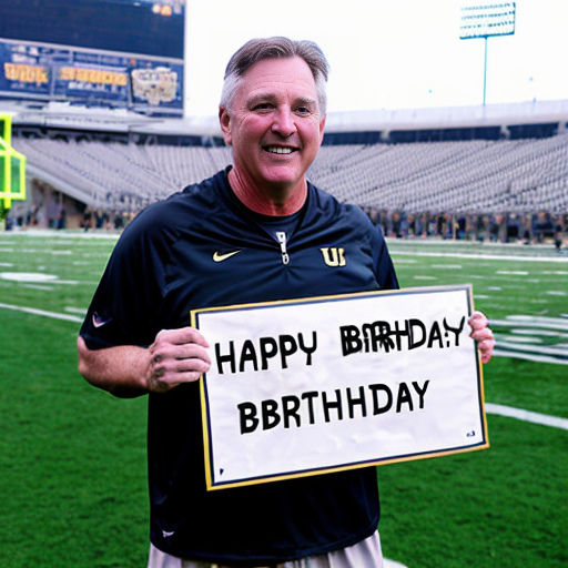 UCLA football coach "Bob Chesney" with a "happy birthday, David" banner