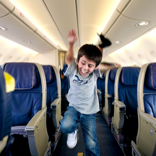 a boy catch an airplain the fly with it 
