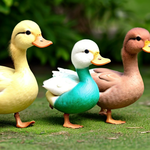 5 little colourful ducks pop out of 5 eggs and follow mommy duck around while walking.