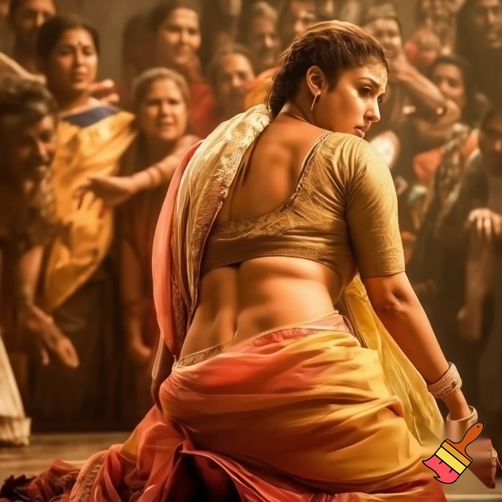 Dominant strong nayanthara saree rapes her weak husband on their wedding anniversary by kneeing him on the groin to forcefully submit him during a domestic dispute between them to decide on the ruler of the house. she thrusts force on him to create maximum pain as she subdued him. His strength is of no match to her powerful hold and he couldn't free himself from her hold. Her beauty is soo seductive to him but he has no energy left to challenge her and she completely obliterates him. He yields to her dominance by submission. Reveal her toned back, body, strong buttocks and boobs in saree and his sweat as a result of tiring fight. Make it realistic and believable. She punishes him relentlessly as she exposed her strength, figure,and emotions, no one there to help him as he pleads for mercy