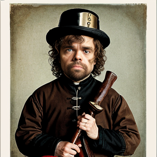 peter dinklage as a disgrunted pilgrim with a blunderbuss and hat with buckle norman rockwell  art style 