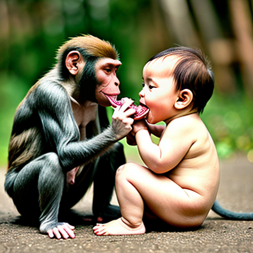 monkey eating baby
