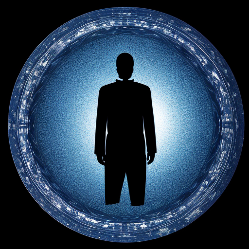 A shadow man in a prizm floating in space