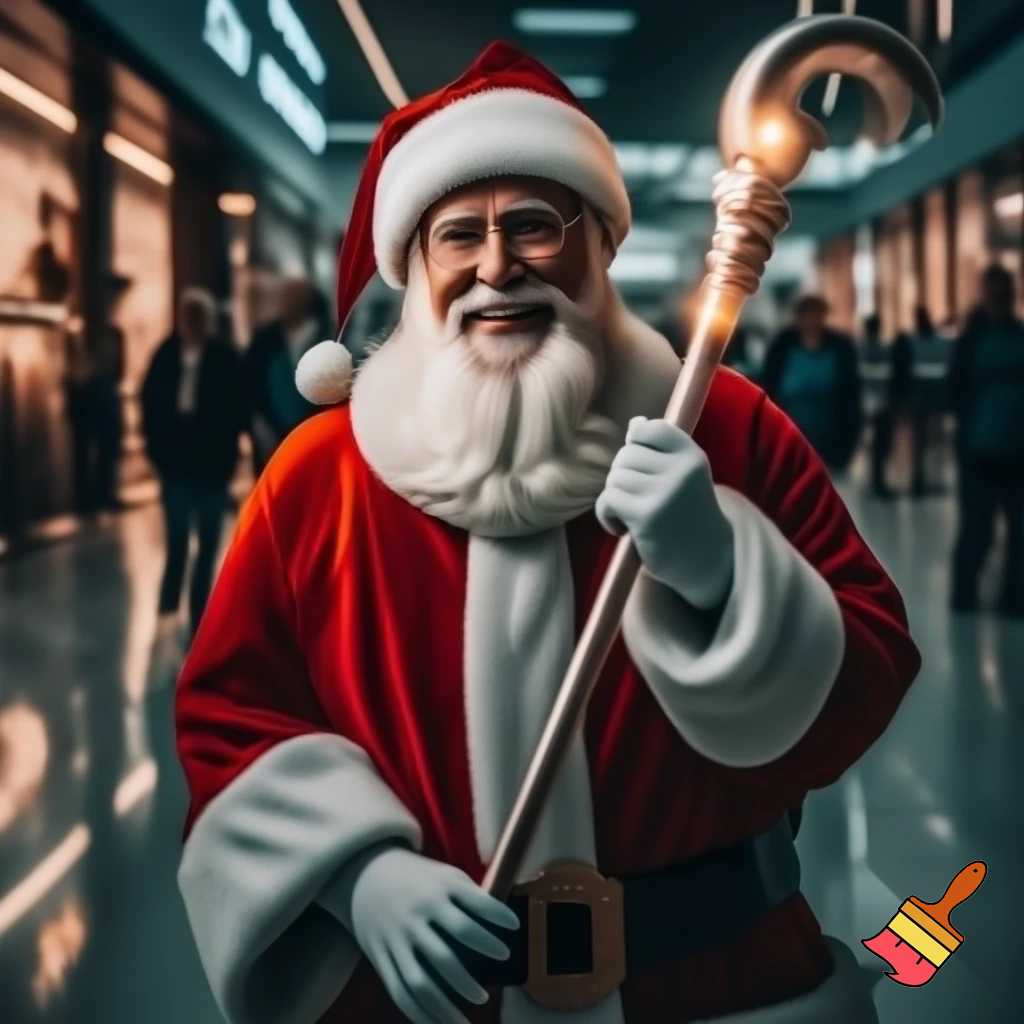 Santa Claus magic walking stick staff Russia shopping Centre Australia shopping immune in a star