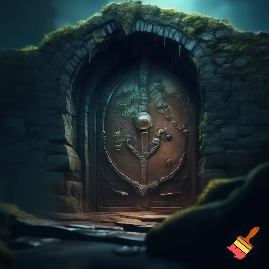 Strange looking door under a bridge