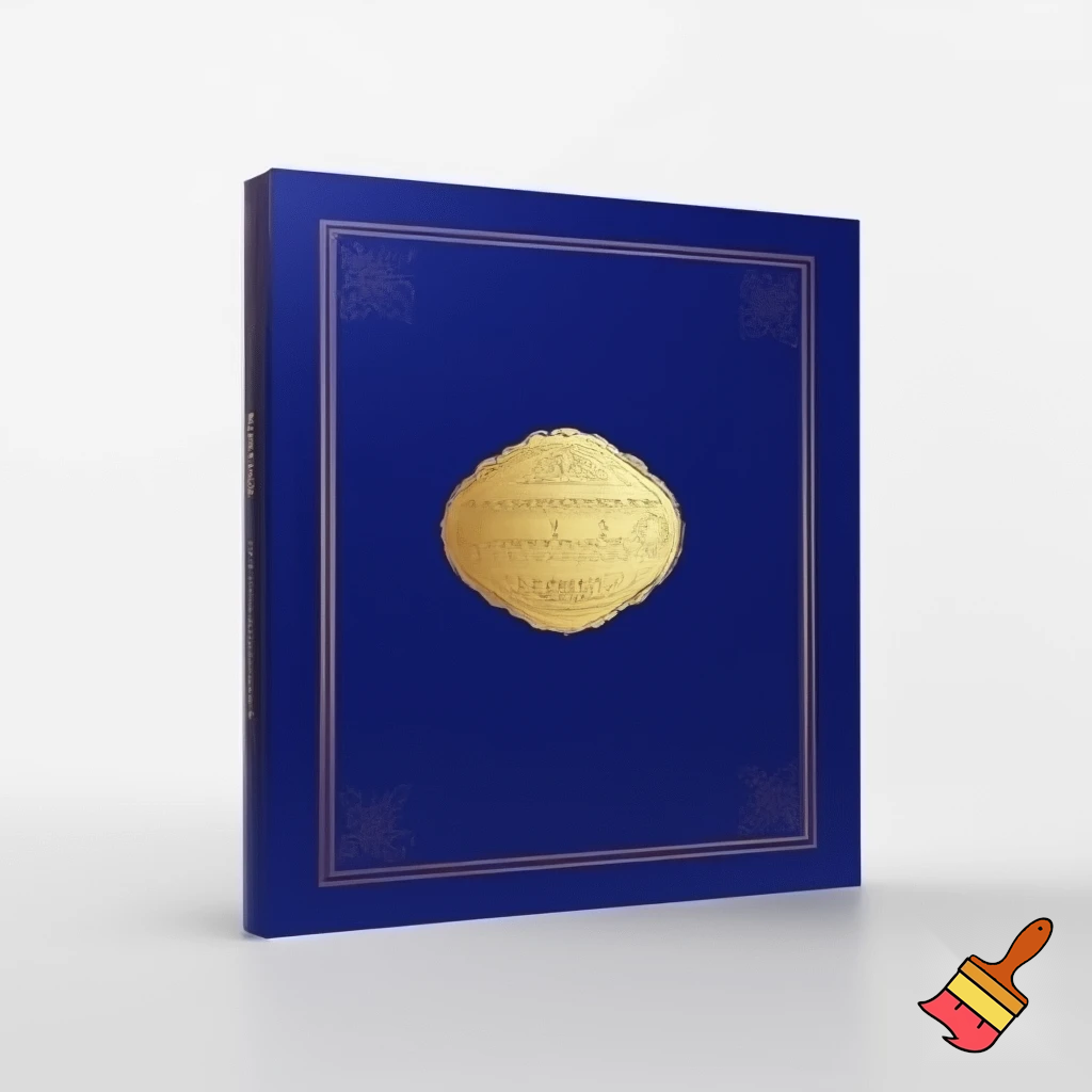 blue and gold yearbook cover on white background