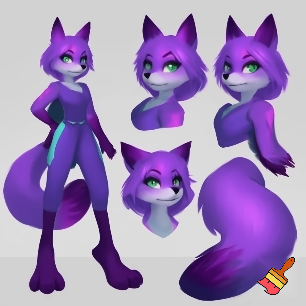 A ref sheet oc purple fox furry girl