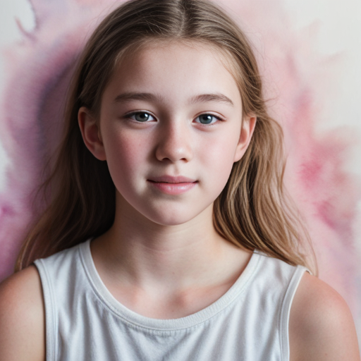 Young teen in ethereal pastel watercolor, capturing a youthful, hopeful spirit, with soft lighting and delicate brush strokes.