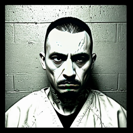 strong rat, evil, sinister, wearing prison outfit, mugshot style, no human