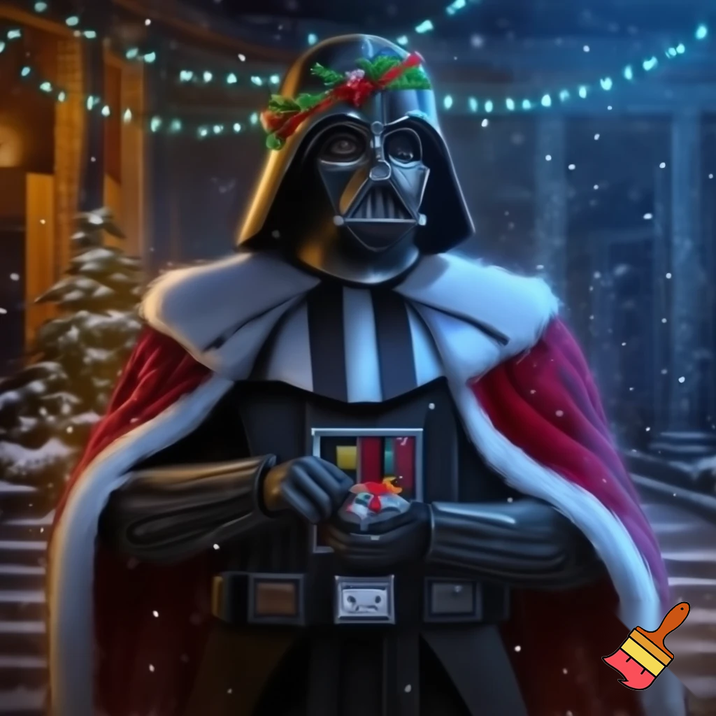 Darth Vader In a Christmas outfit for christmas