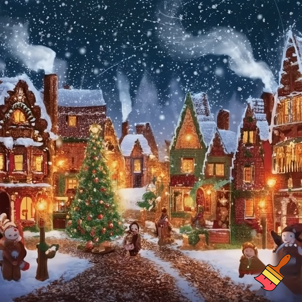 a happy village in christmas