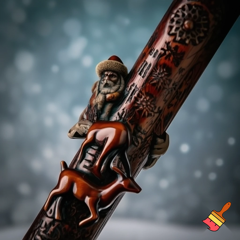 Russian Santa Claus walking stick with with t reindeers magic walking stick a plastic plastic